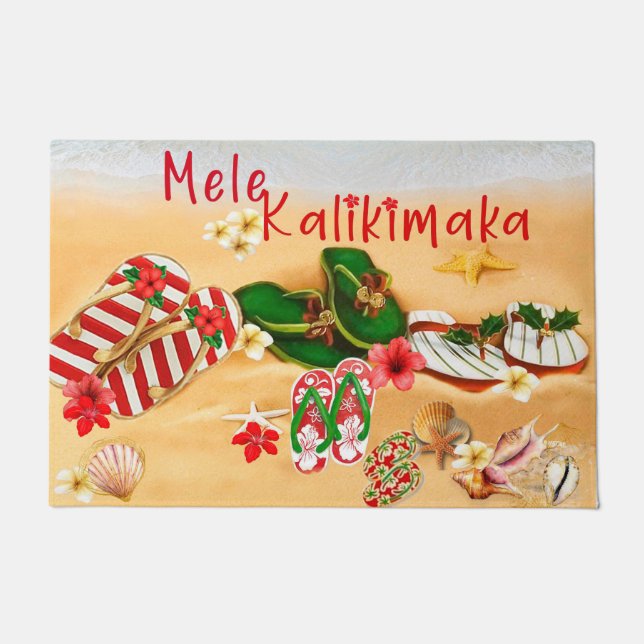 Tapete Chapéu de Porta de Natal Havaiano (Frente)