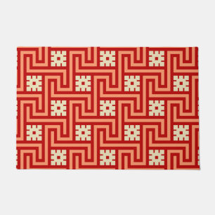 Tapete Chave Grega Deco, Laranja Coral e Creme