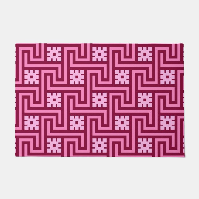 Tapete Chave Grega Deco, Rosa e Borgonha (Frente)