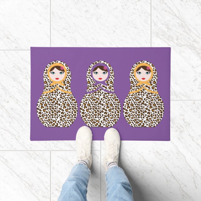 Tapete Cheetah Impressão Matryoshka Doormat (Interior)
