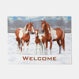 Tapete Chestnut Pinto Sorrel Paint Quarter Hors Em Neve