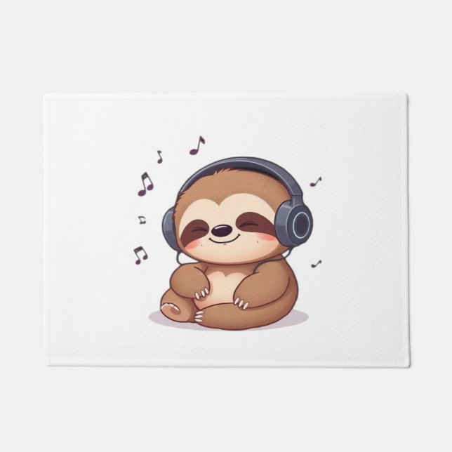 Tapete Chibi Sloth with Headphones � Cute Kawaii Relaxing (Frente)