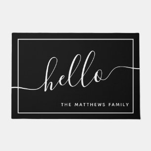 Tapete Chic Black White Script Hello Family Nome Bem-vind