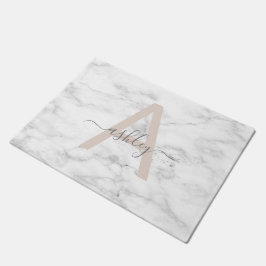 Tapete Chic Blush White Marble Script Name Monogramo