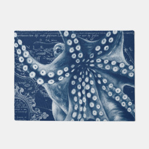 Tapete Chic de Mapa de Octopus Vintage Azul