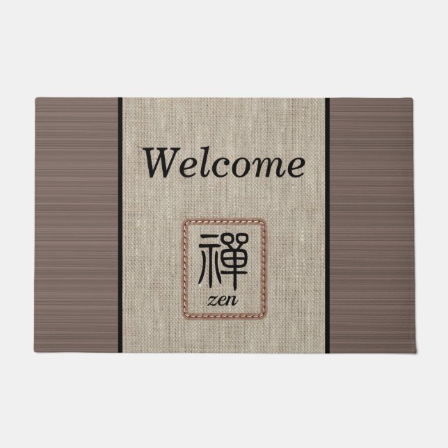 Tapete Chic Zen wood grain burlap impressão personalizado (Frente)
