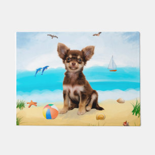 Tapete Chihuahua Dog na praia