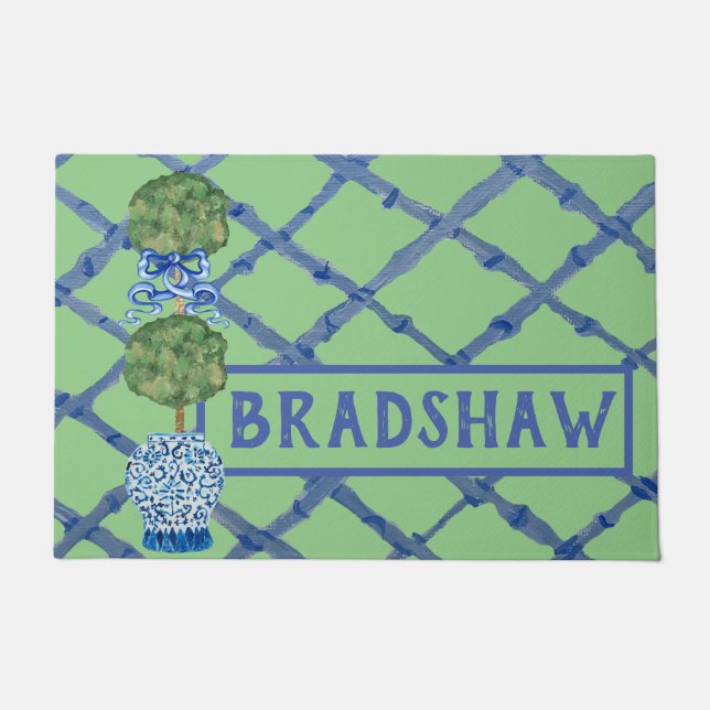 Tapete Chinoiserie Ginger Jars Jar Topiary Doormat (Frente)