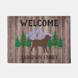 Tapete Chocolate Labrador Evergreen Trees Doormat Wood