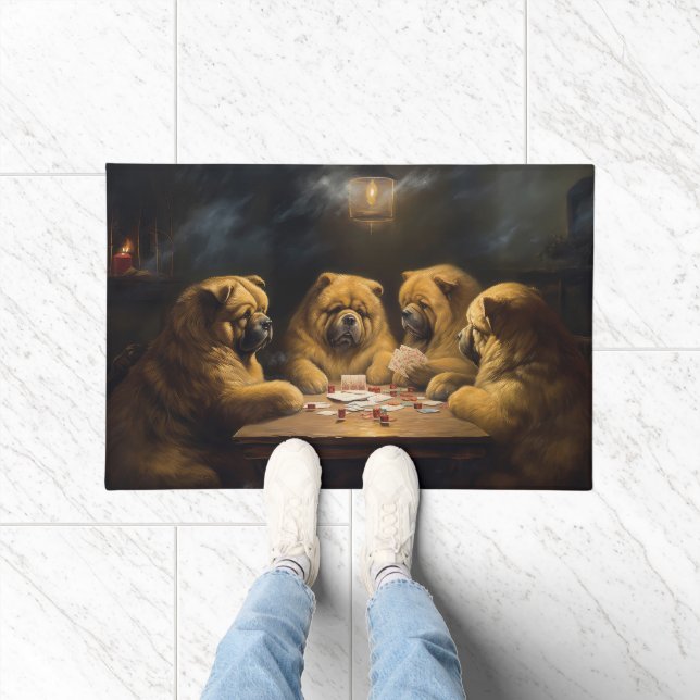 Tapete Chow Chow Dogs Jogando Poker Art (Interior)