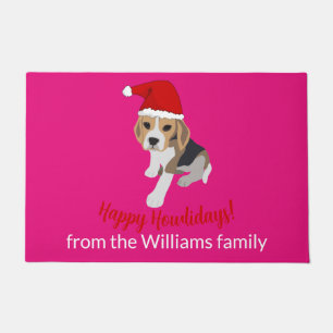 TAPETE CHRISTMAS BEAGLE PUPPY EM VERMELHO XMAS SANTA HAT