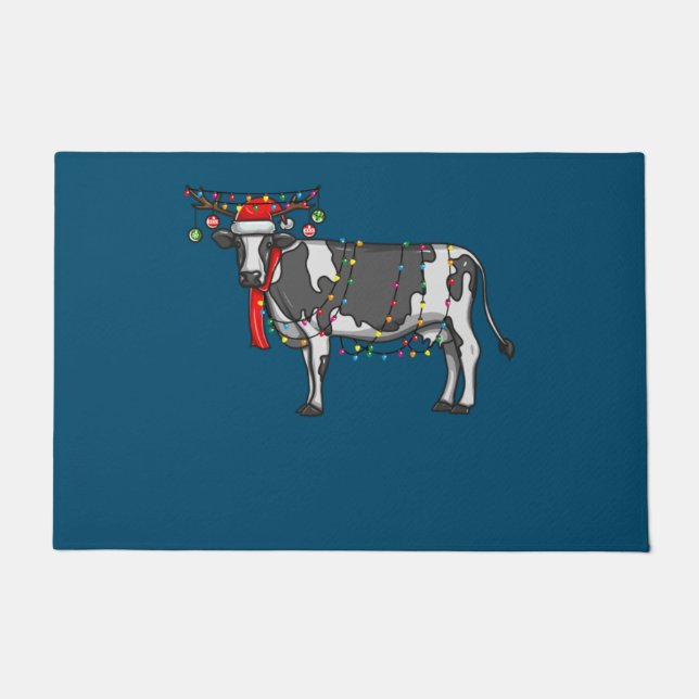 Tapete Christmas Cow Holiday Lights With Antlers And Orna (Frente)