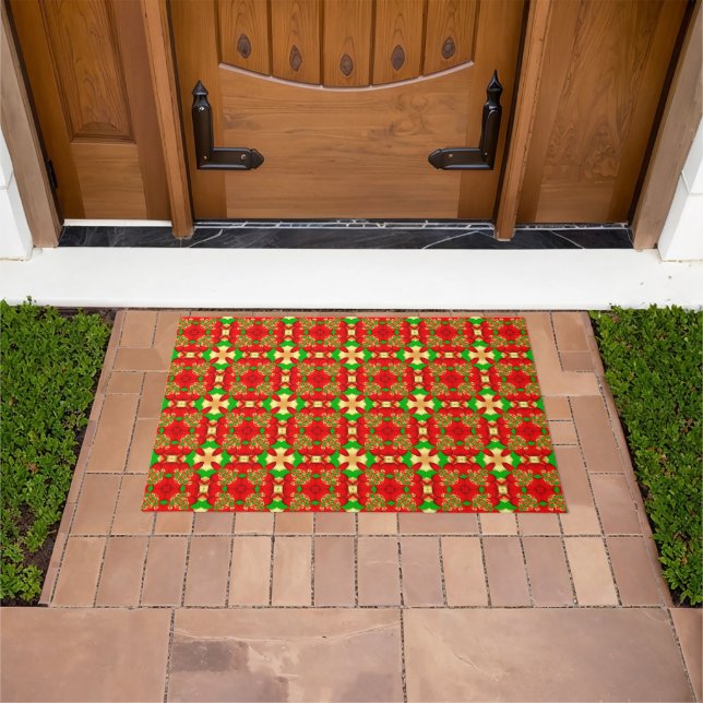 Tapete Christmas Pattern Gold, Red and Green, (Ar livre)