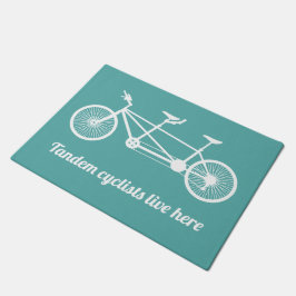 Tapete Ciclistas Tandem vivem aqui Teal Blue e White