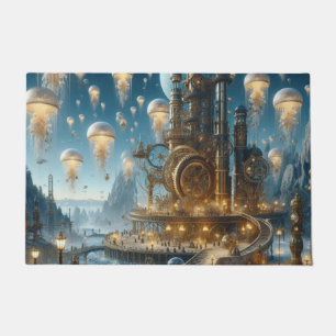 Tapete Cidade Antiga Futurística Steampunk com medusa