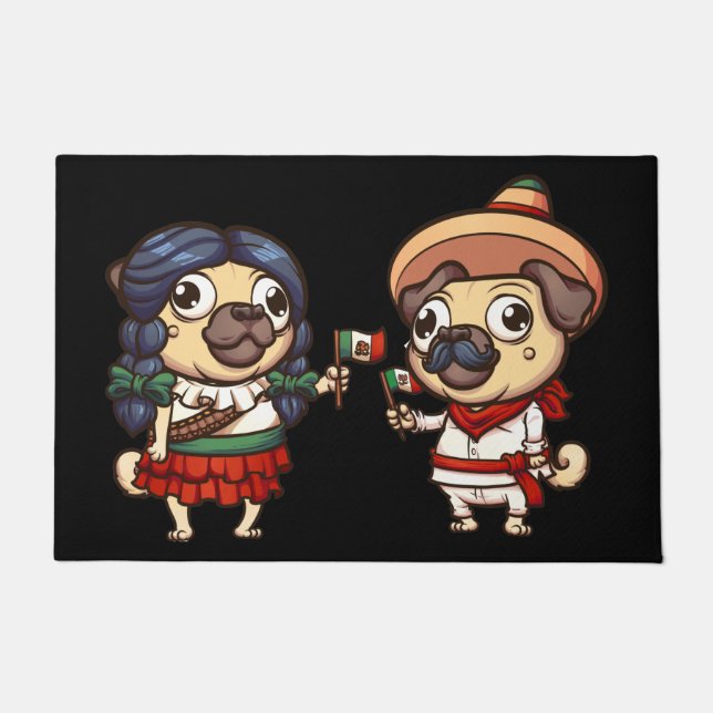Tapete Cinco De Mayo Pugs Doormat (Frente)