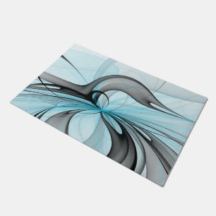 Tapete Cinza Antracite Arte Fractal Azul Moderna
