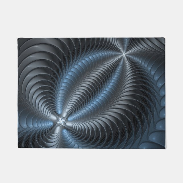 Tapete Cinza Azul Plástico Arte Fractal 3D Abstrato (Frente)