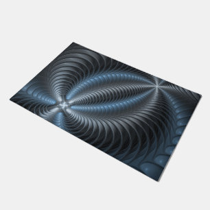 Tapete Cinza Azul Plástico Arte Fractal 3D Abstrato