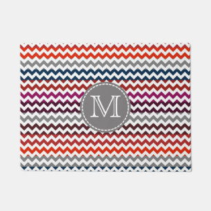 Tapete Cinza branca vermelha Chevron Zigzag Monograma