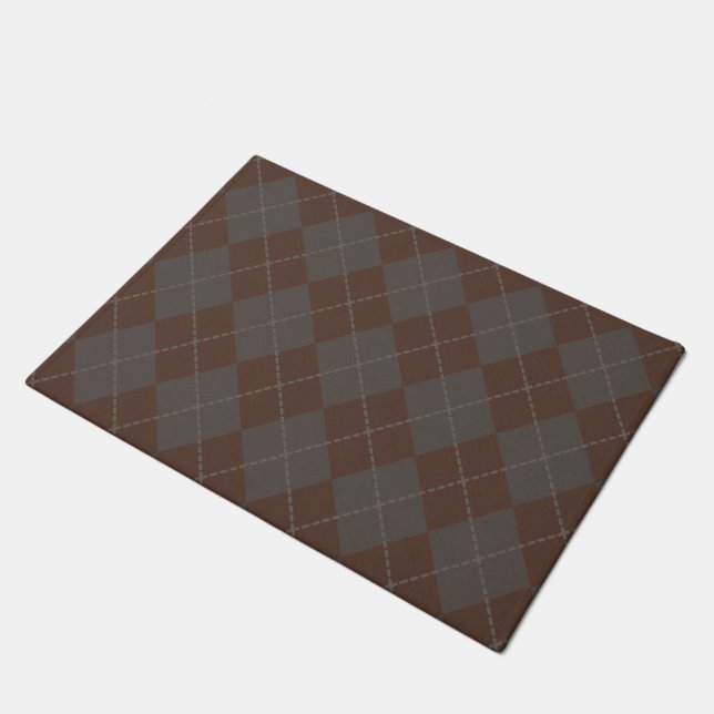 Tapete Cinza Brown Argyle Doormat Rug Gift (Inclinado)