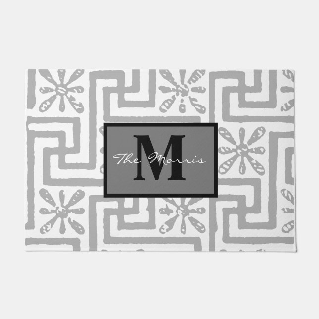 Tapete Cinza-chave grega-chave-na moda-moderna, de cor br (Frente)