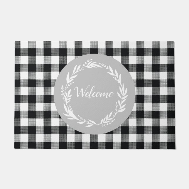 Tapete Cinza de boas-vindas Buffalo Check Patterno outono (Frente)