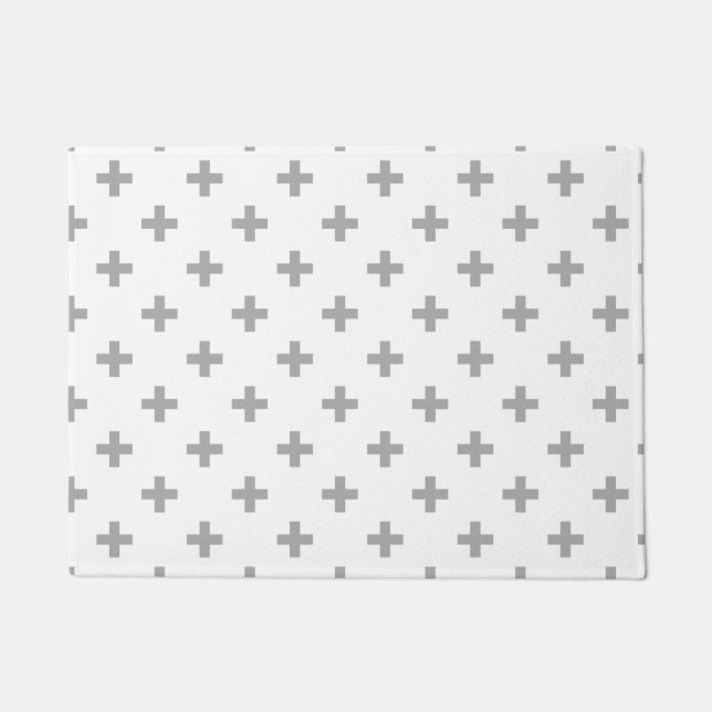 Tapete Cinza de polka cruza em branco (Frente)