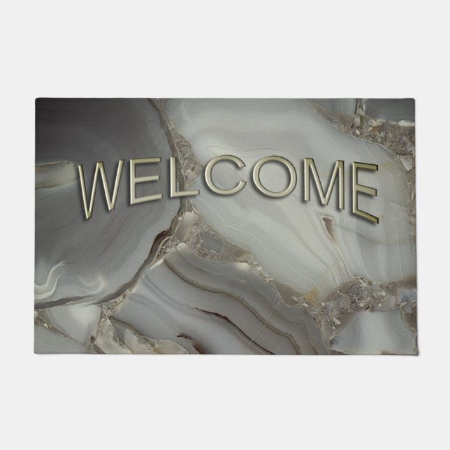 Tapete Cinza Marble com Dourada Vein Welcome Mats (Frente)
