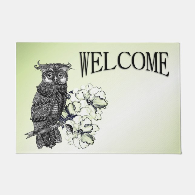 Tapete Cinza Owl Welcome Mat (Frente)