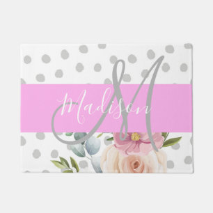 Tapete Cinza Rosa Branco Floral Chic & Girly Nome do Mono
