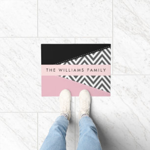 Tapete Cinza Zigzag, Cinza Chevron, Rosa, Seu Nome