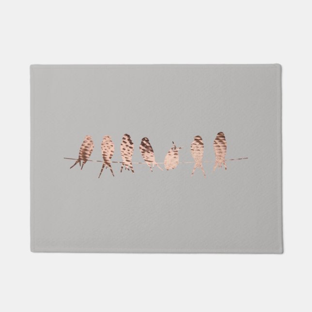 Tapete Cinzas simples e modernas e pássaros de cobre do (Frente)