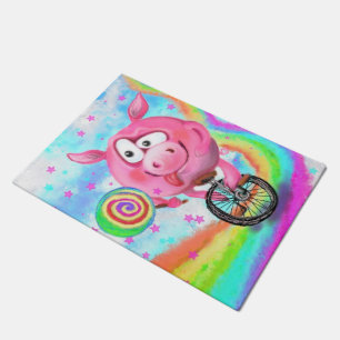 Tapete Circus Acrobat Piggy Cyclist com a Porta do Lollip