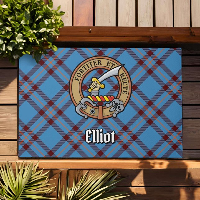 Tapete Clan Elliot Crest sobre o Antigo Tartan (Criador carregado)