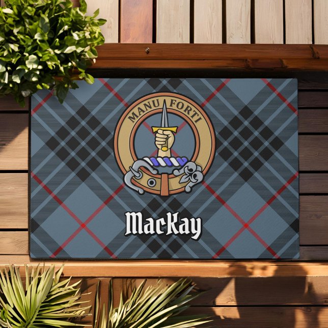 Tapete Clan MacKay Crest sobre Blue Tartan (Criador carregado)