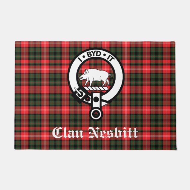 Tapete Clan Nesbitt Crest Crachá e Tartan Personalizado (Frente)
