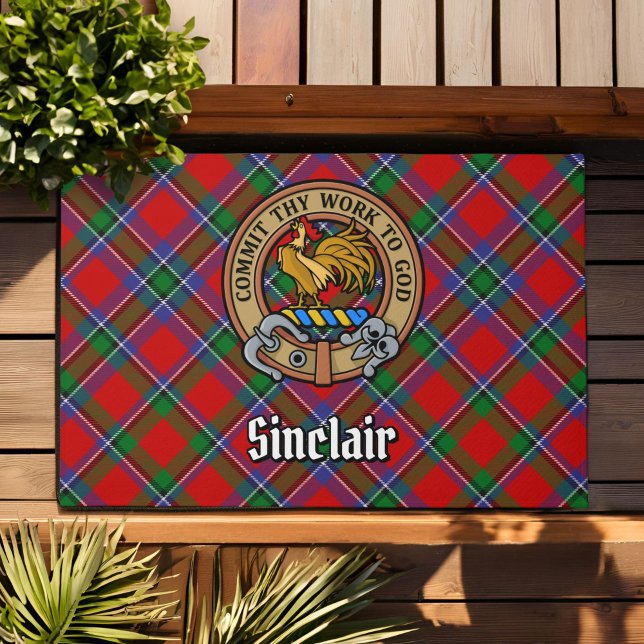 Tapete Clan Sinclair Crest sobre o Red Tartan (Criador carregado)