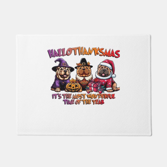 Tapete Clássico de Natal Shar Pei Halloween (Frente)