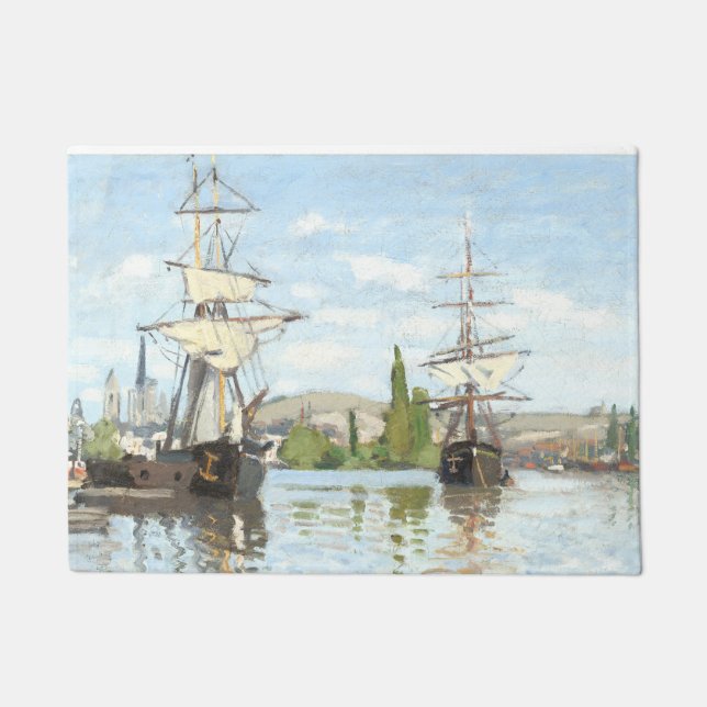 Tapete Claude Monet. Navios a voar no Sena em Rouen (Frente)