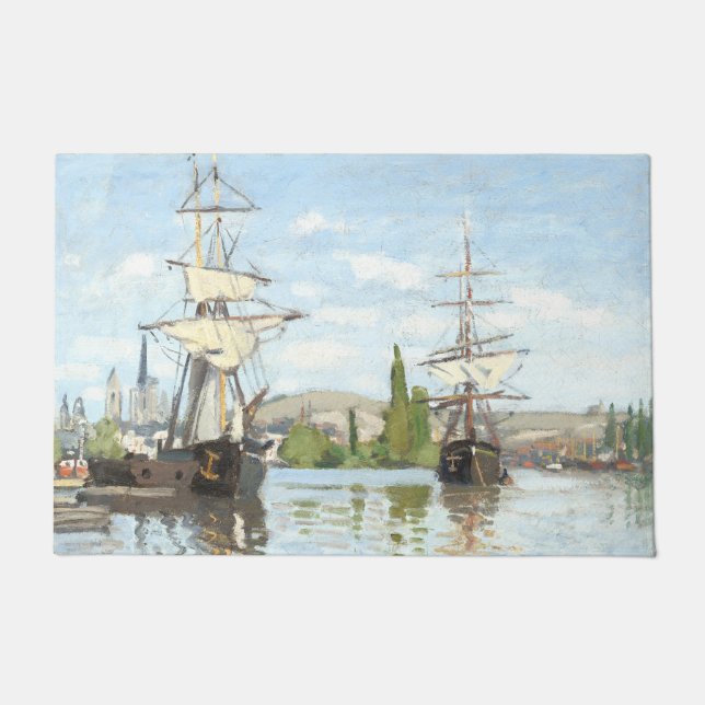 Tapete Claude Monet. Navios a voar no Sena em Rouen (Frente)
