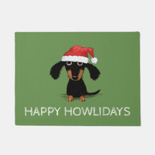 Tapete Cláusula Doxie Dachshund bonito com Papai Noel