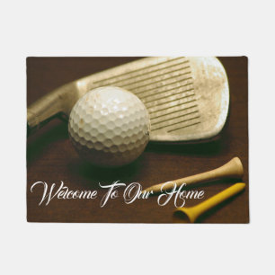 Tapete Clube de golfe, bola de golfe, e esteira de porta