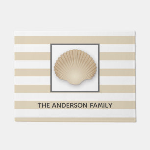 Tapete Coastal Beach Seashell, Stripes e nome da família