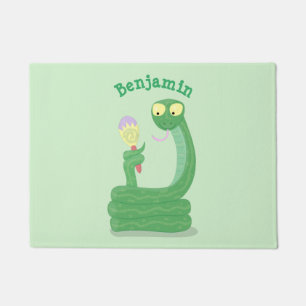 Tapete Cobra verde engraçado com desenhos de maraca