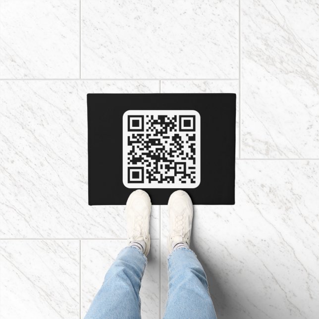 Tapete Código QR moderno editável | Branco preto ou qualq (Interior)