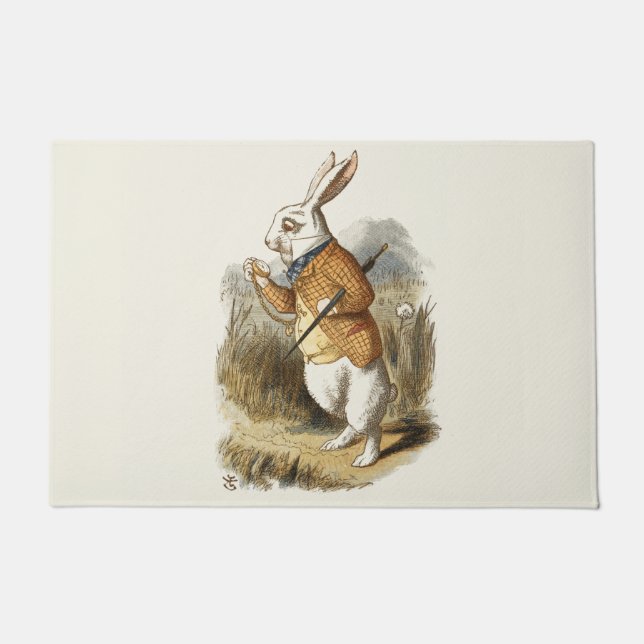 Tapete Coelho Branco de Alice no País das Maravilhas da A (Frente)
