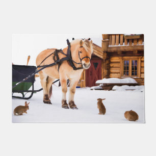 Tapete Coelhos-do-reino fazenda-do-campo neve inverno
