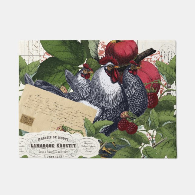 Tapete Colagem francesa das galinhas da cozinha do país (Frente)