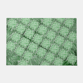 Tapete com pequenos quadrados verdes e 'montagens'